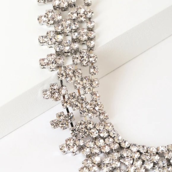 Luxe Silver Rhinestone Statement Choker Necklace - Picture 3 of 3